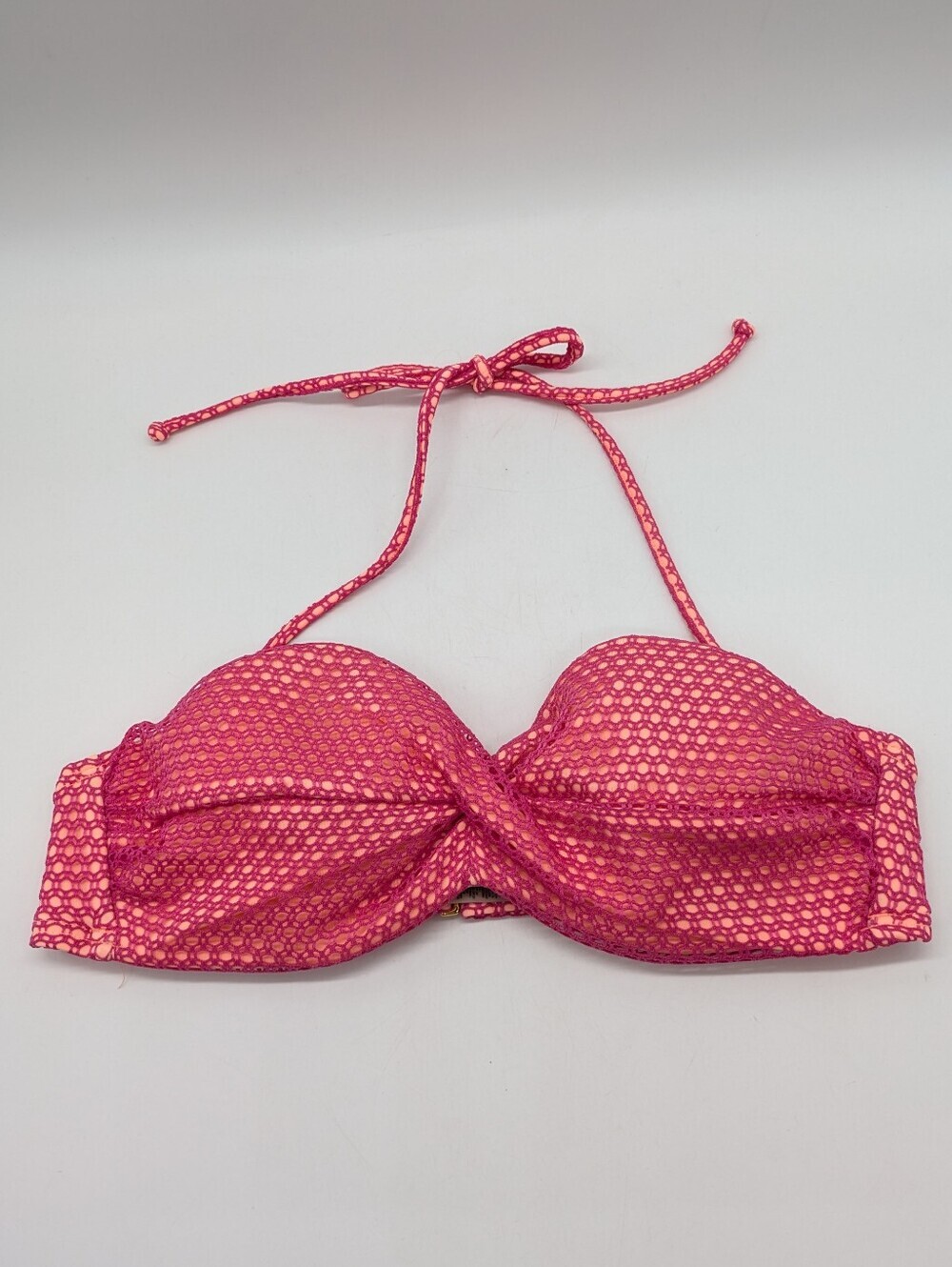 Victoria's Secret Pink Orange Mesh Removable Strap Bikini Top 32B